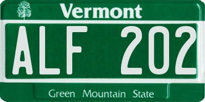 VT license plate ALF202