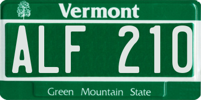 VT license plate ALF210
