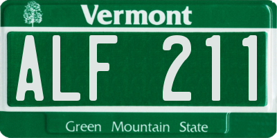 VT license plate ALF211