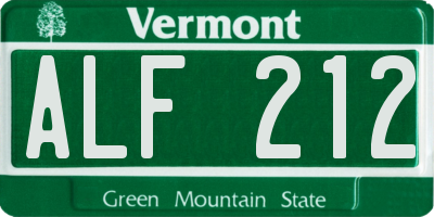 VT license plate ALF212