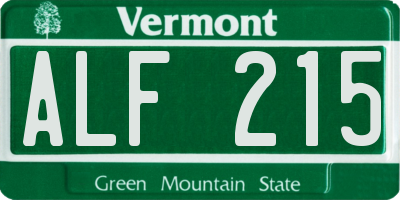 VT license plate ALF215