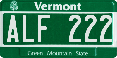 VT license plate ALF222