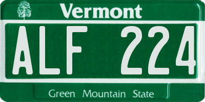 VT license plate ALF224