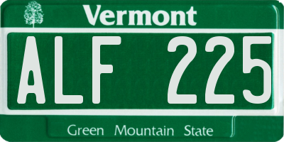 VT license plate ALF225