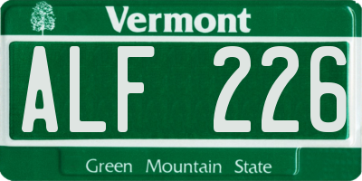 VT license plate ALF226