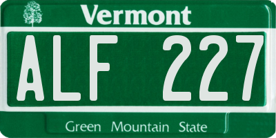 VT license plate ALF227
