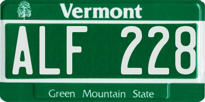 VT license plate ALF228