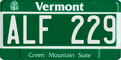 VT license plate ALF229