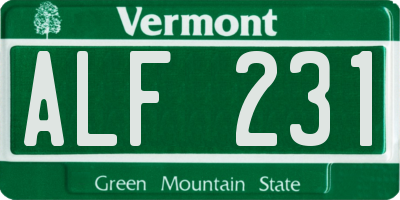VT license plate ALF231