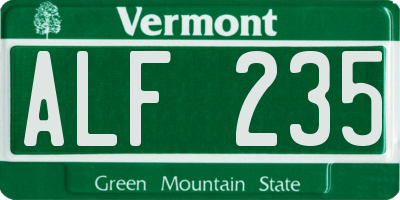 VT license plate ALF235