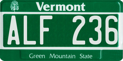 VT license plate ALF236