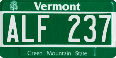 VT license plate ALF237