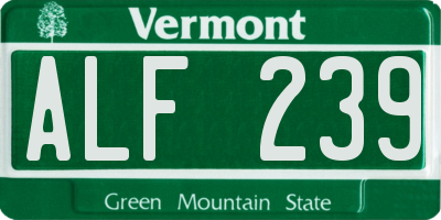 VT license plate ALF239