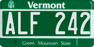 VT license plate ALF242