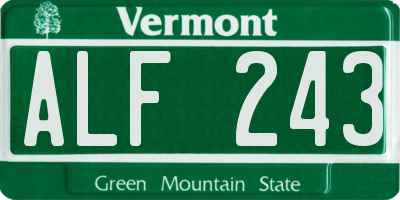 VT license plate ALF243