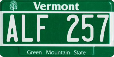 VT license plate ALF257