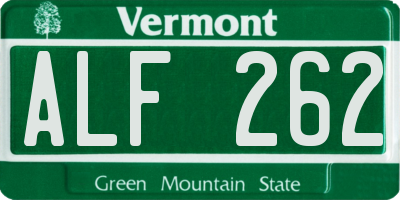 VT license plate ALF262