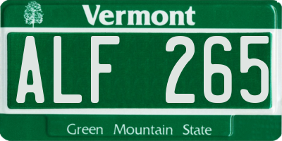 VT license plate ALF265