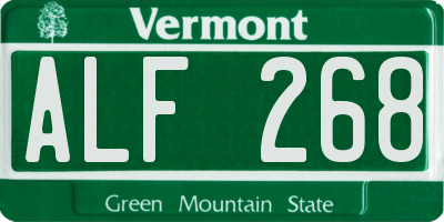 VT license plate ALF268