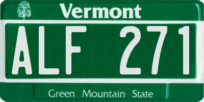 VT license plate ALF271