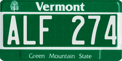 VT license plate ALF274