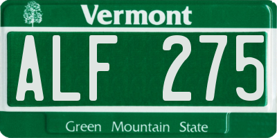 VT license plate ALF275