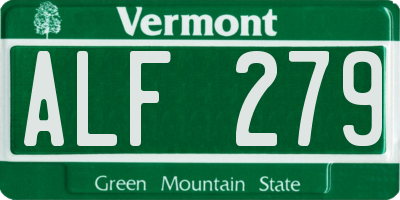 VT license plate ALF279