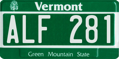 VT license plate ALF281