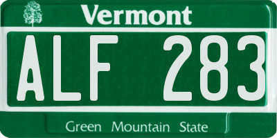 VT license plate ALF283
