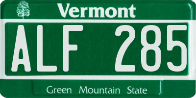 VT license plate ALF285