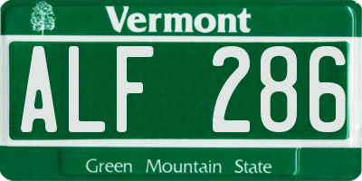 VT license plate ALF286