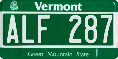 VT license plate ALF287