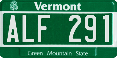VT license plate ALF291