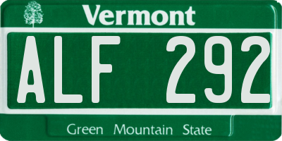VT license plate ALF292