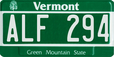 VT license plate ALF294