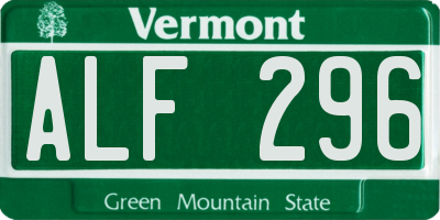 VT license plate ALF296