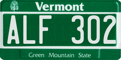 VT license plate ALF302