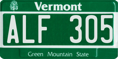 VT license plate ALF305