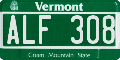 VT license plate ALF308