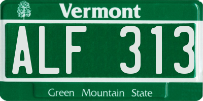 VT license plate ALF313