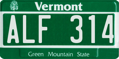 VT license plate ALF314