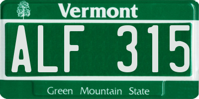 VT license plate ALF315