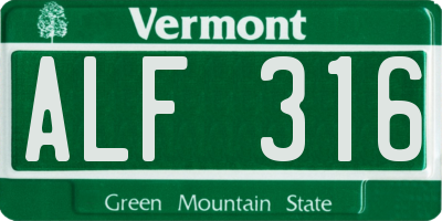 VT license plate ALF316
