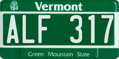 VT license plate ALF317