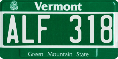 VT license plate ALF318