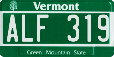 VT license plate ALF319