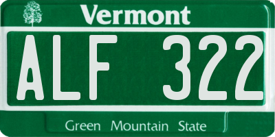 VT license plate ALF322