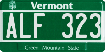VT license plate ALF323
