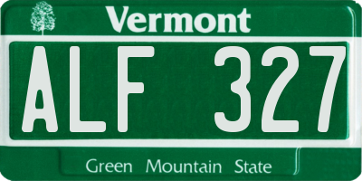 VT license plate ALF327