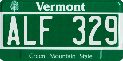 VT license plate ALF329